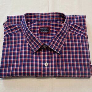UNTUCKit Men’s Performance Button-down shirt, Blue Red White Check Plaid, 2XL